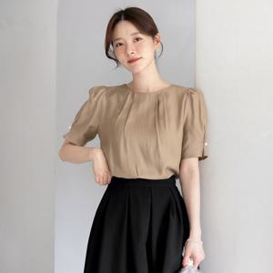(~XXL까지)체이드 핀턱 퍼프 소매 진주 블라우스 여름 하객룩 오피스룩 데이트 모임 미시 빅사이즈