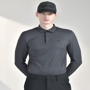 [닥스 골프] [[24FW]] DGTS4D753BK [PREMIUM] [BEST ITEM] 블랙 기모 잔패턴 긴팔 카라티