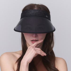 그린라벨 천연 라피아 와이드 UV 선바이저 발라카