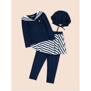 [30%OFF]여아 스트라이프 래쉬가드 스커트 세트 - 네이비