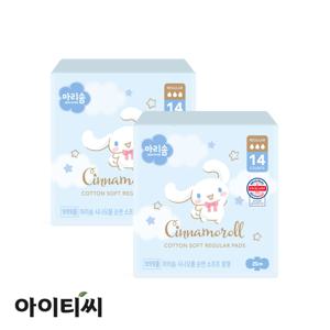 마리솜 시나모롤 순면 소프트 생리대 중형 14PX2팩