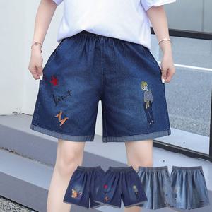 66부터 99까지 레트로 자수 청반바지 여름 밴딩 데님팬츠 4컬러