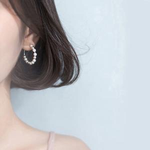 E018 실버 925 진주 볼 원터치 이어링 여름 링 은 귀걸이
