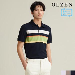 쿨코튼 스트라이프 반팔 카라 티셔츠 (ZOD2TT1302)