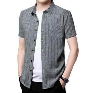 남자 여름 스트라이프 반팔 셔츠 루즈핏 구김없는 셔츠