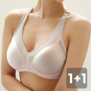 (12+10%쿠폰)1+1 비너스외 편안한 노와이어 브라 빅사이즈 마담 브래지어 팬티 여성 심리스 보정 속옷 세트