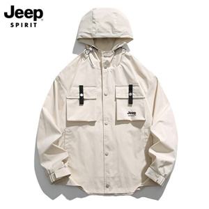 JEEPSPIRIT 지프 카고 바람막이 남성 후드 가을 신상 입체 멀티 포켓 점퍼 야외캠핑하이킹재킷
