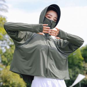 자외선차단 크롭 스포츠 후드 집업 바람막이 마스크