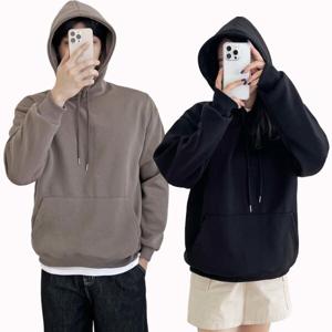 남녀공용 오버핏 빅사이즈 무지 후드티 기모 겨울 봄 커플 티셔츠 시즌 할인 중