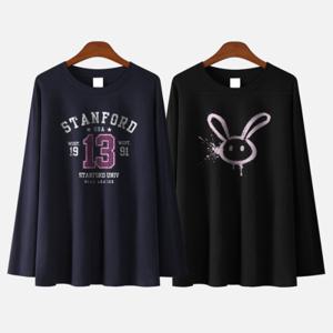 에스티아/예쁜 프린트 티셔츠/롱티/여성/빅사이즈/티셔츠