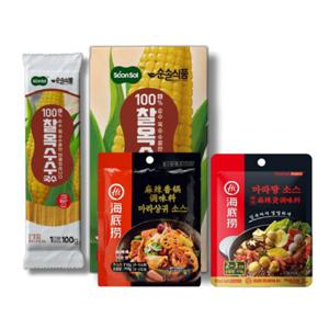 순솔X하이디라오 순솔 100% 찰옥수수국수 100g 5봉 X 하이디라오 마라탕 소스 110g 사은품 찰옥수수1봉