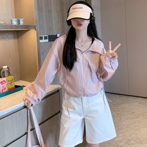 여름용 경량 후드 집업 자외선 차단 아웃도어 재킷 - 드로스트링 슬림핏 캐주얼 스포츠웨어