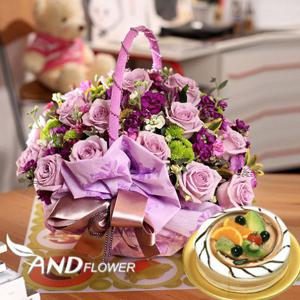 [서울/수도권일부] 데이지(퍼플)+케익 [꽃배달 생일]