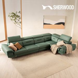 [쉐우드]라미아 8인 코너형 이태리 통가죽 천연면피 소가죽 기능성 소파