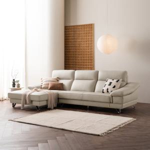 [다우닝] 레아 스테디 4인 카우치 전체 통가죽 소파