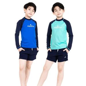 [아쿠아리우스]아쿠아리우스 아동 주니어 남아 여아 수영복 래쉬가드 AQ17-TS01 상하 세트