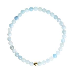 리즈타라 / 14K 금볼 아쿠아마린 원석 팔찌 4mm  3월 탄생석