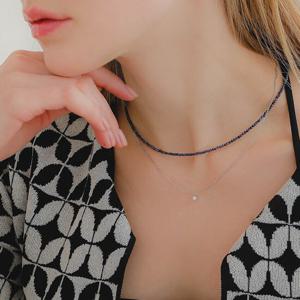 제이로렌 블루사파이어 원석 비즈 목걸이 N01062