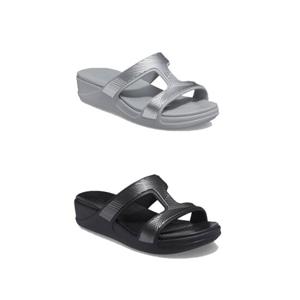 [크록스]크록스 우먼 몬테레이 메탈릭 웨지 207144 여성 샌들 슬