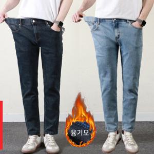 [프랭키뉴욕]프랭키뉴욕 남자 기모 겨울 청바지 인밴딩 일자 테