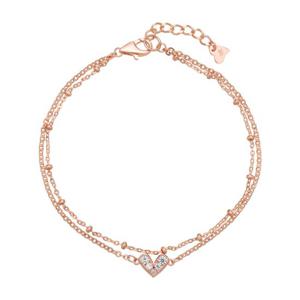 [모아르] 14K 팔찌 금팔찌 하트 두줄 볼 체인