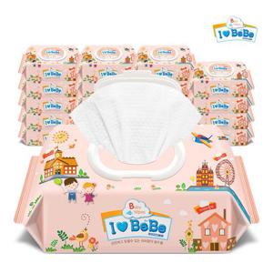 [아이러브베베]피치 대용량 엠보 100매 20팩 캡형 아기물티슈