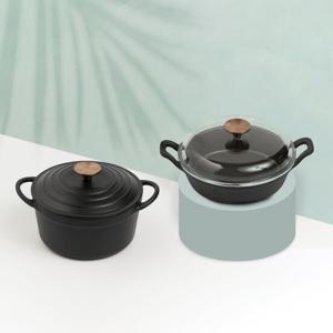 [베카][냄비2개증정] 시즈닝 무쇠3종세트C 양수냄비20+스테이크팬22+유리뚜껑22