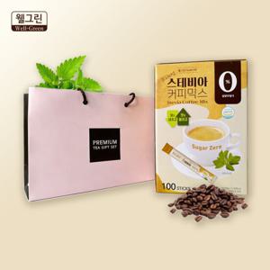 웰그린 프리미엄 스테비아 커피믹스 선물세트 100개입