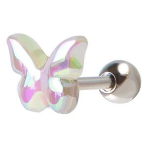 [미니아트] 써지컬 스틸 오로라 아크릴 나비 피어싱 한쪽