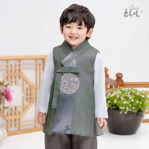 [금동이한복]남카키주름 아동한복 남아한복