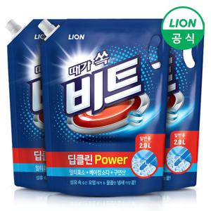 [라이온]비트 세탁세제 딥클린파워 액체 2L리필(일반) 3개