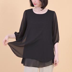 애비뉴투지 엄마옷 이중 쉬폰 소매 봄 여름 롱 블라우스 B08351