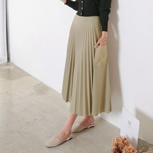 [헤이올리] 사각포켓 포인트 피아노 주름 스커트 SKS105