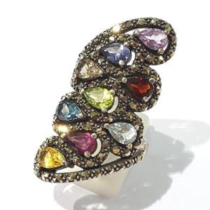 [블루케이] 가넷자수정토파즈 원석반지231009-19 14호