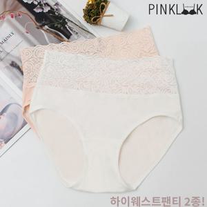 [핑크룩] 여성 하이웨스트 레이스복부 순면팬티 코튼팬티2종/택1