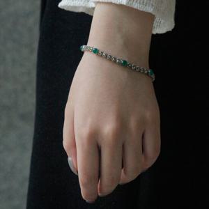 바이데이지 그린오닉스 마카사이트 슬림 실버 원석 팔찌 Bl0300