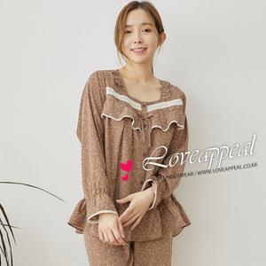 [러브어필] 국산 실크느낌 베이지 캐주얼 여자잠옷(WC9587)