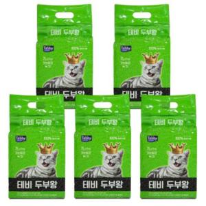 C7_고양이 테비 두부왕 두부모래가는입자 녹차 7LX5개
