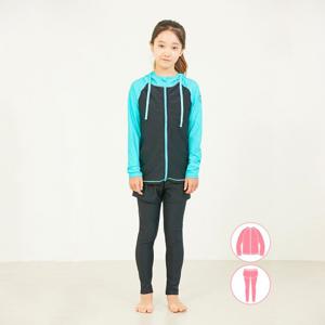 [베이직엘르]베이직엘르 BEG-T604K 여아동 레깅스 후드래쉬가드세트 생존수영복 키즈래쉬가드 여주니어