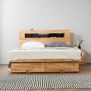 (착불)로쏘가구 가르트 더블킹 1700 하단 수납형 LED 침대 참죽