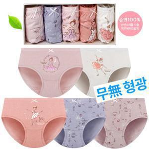 [제이코튼]면아동팬티 5매입 유아 주니어 속옷 여아팬티 무형광 아동속옷 삼각팬티