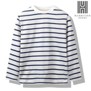 [해리슨]기본 쭈리 굵은줄 단가라 긴팔티 MDLF1243