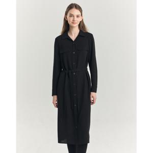 헤지스 여성 24FW 블랙 스트랩 셔츠형원피스 HSDR4D804BK