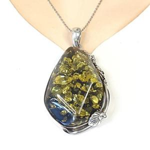 [블루케이] 실버925 엔틱호박 합성석 목걸이240811-06