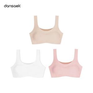 단색 1단계 주니어브라 노와이어 무봉제 심리스브라 3장 세트
