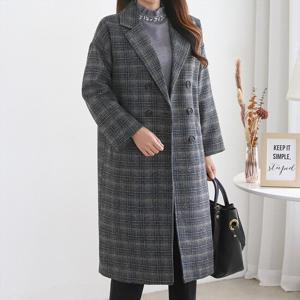 [모리스커밍홈]모던 더블버튼 체크 울 누빔코트_M2111CT703D