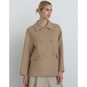 닥스 여성 24FW 가격인하캐시미어100% 베이지 헤링본 더블버튼 하프 코트 DLCO4D007I2