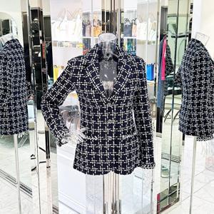 [엘러브] 샤넬 23B 트위드 자켓 36 네이비/화이트 4ET1761