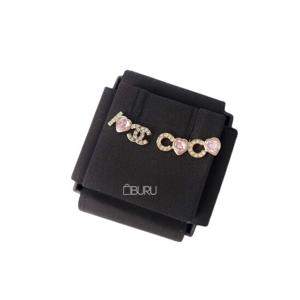 (명품) 샤넬 아이러브 하트 큐빅 귀걸이 골드 AB82