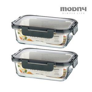 유리밀폐용기 직사각 860ml 2개 오븐 전자레인지 냉동 반찬통